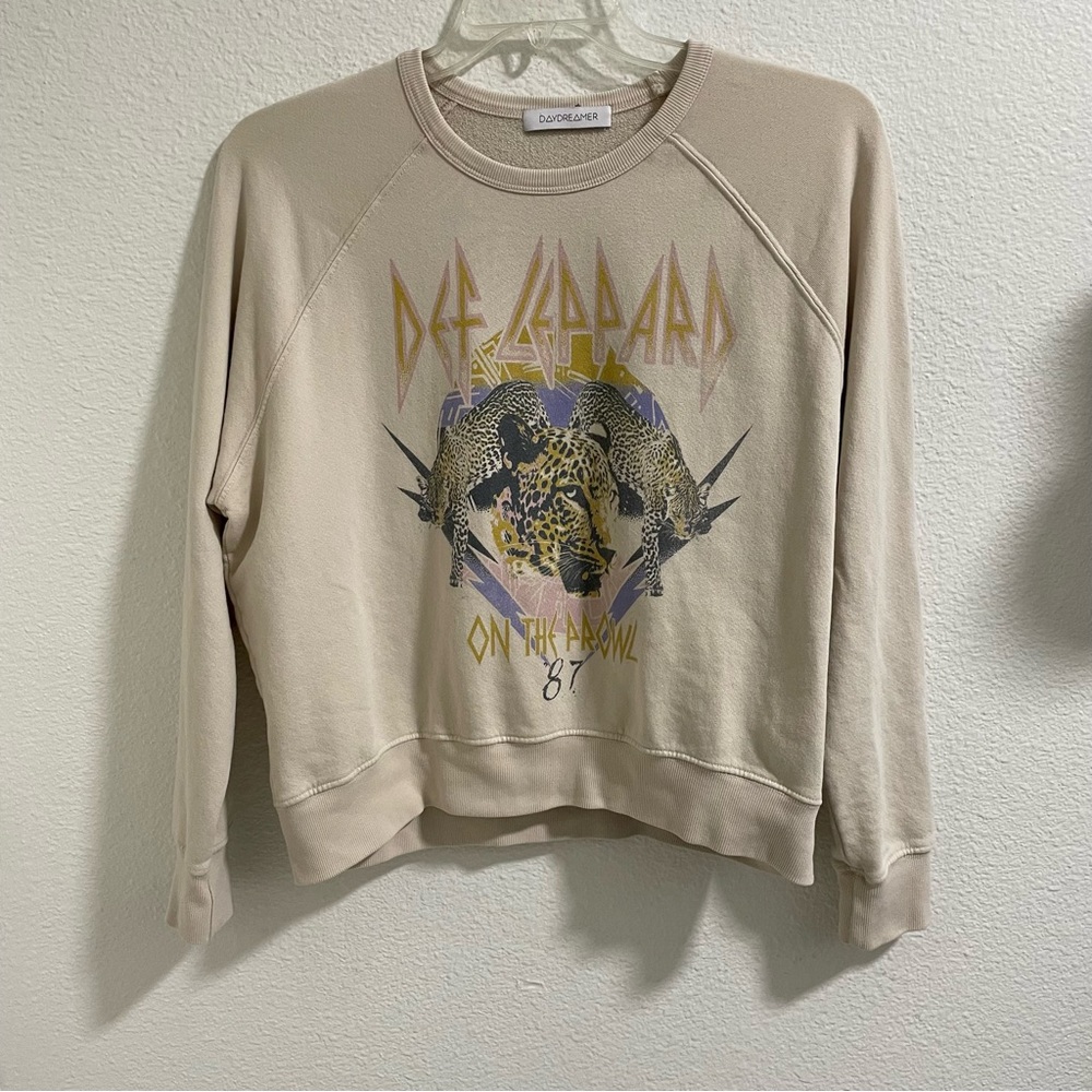 Daydreamer Beige Graphic Crew Neck Sweater